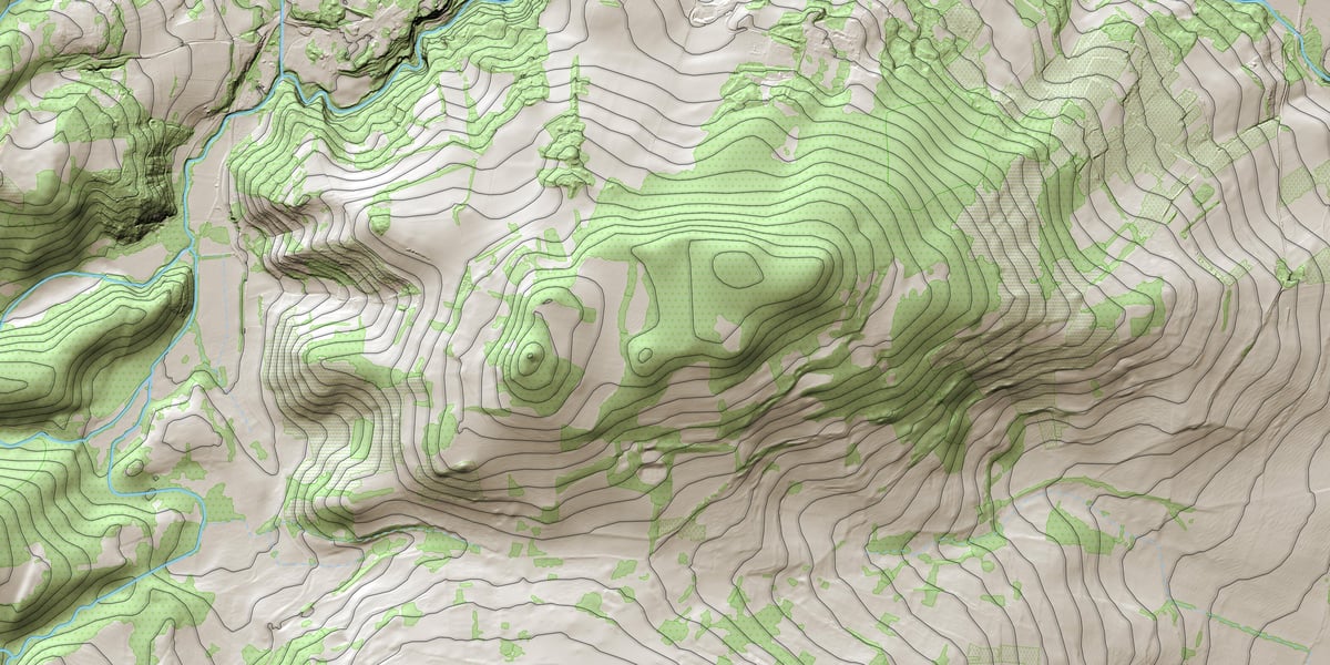 Topography of a mountainous territory representing East Tennessee